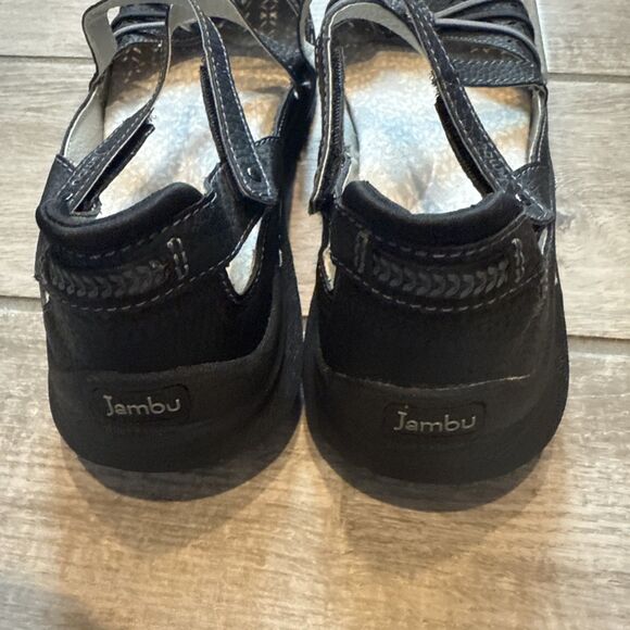 Jambu Women Sz 8.5 Black Pine Leather Hook/Loop Walking Comfort Shoe - Picture 4 of 9